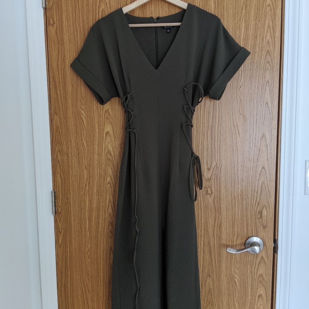 Topshop Olive midi dress w/ front slit US SZ 0/2